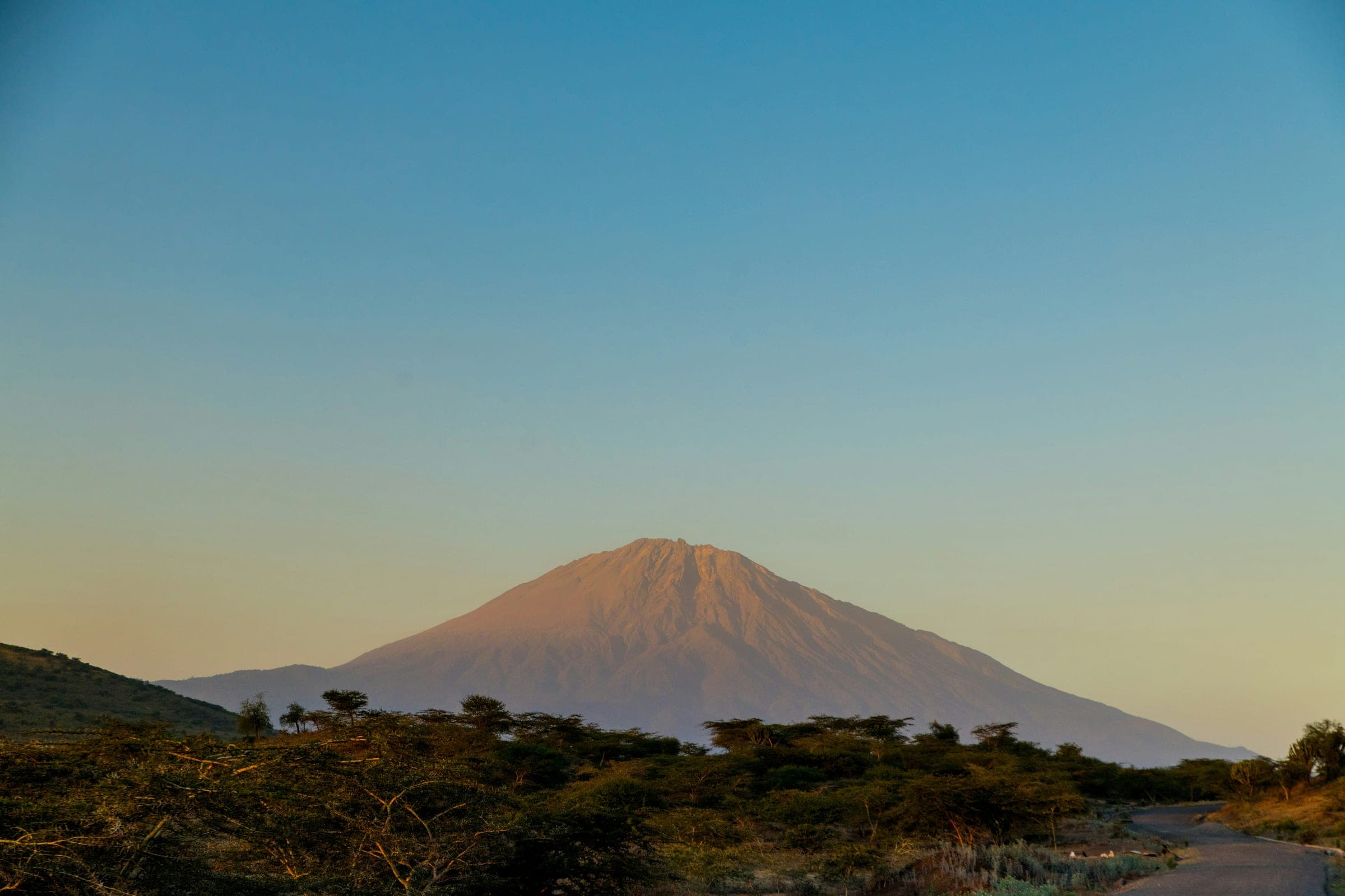 Mountain at dusk above the bush near Arusha